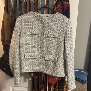 Rachel Zoe White Cropped Tweed Jacket